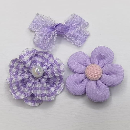 Chenkou Craft Mix Bulk Random Purple 20pcs Fabric Ribbon Flowers Bows Craft Wedding Ornament Appliques (Purple)