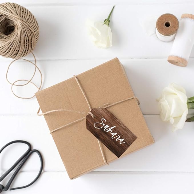 Andaz Press Personalized Rustic Wood Christmas Holiday Season Classic Gift Tags, Custom Name, Christmas Holiday Favor Tags, for Holiday Events, Parties, and Favors, 60-Pack