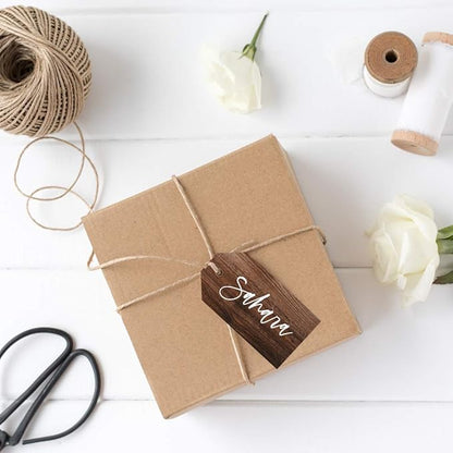 Andaz Press Personalized Rustic Wood Christmas Holiday Season Classic Gift Tags, Custom Name, Christmas Holiday Favor Tags, for Holiday Events, Parties, and Favors, 60-Pack