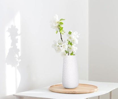 D'vine Dev 8 Inch Textured White Elegant Oval Ceramic Vase for Flowers, Home Décor Vase with Design Box, VS-LD-A-1