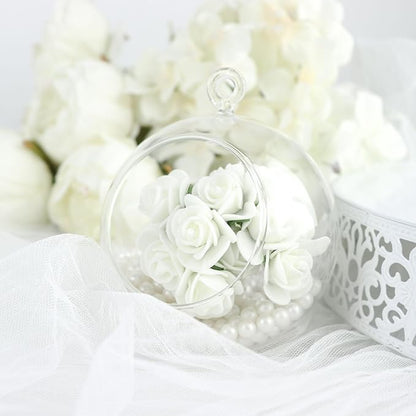 Efavormart 48 Roses | 4" Tall Ivory Real Touch Artificial DIY Foam Rose Flowers with Stem, Craft Rose Buds