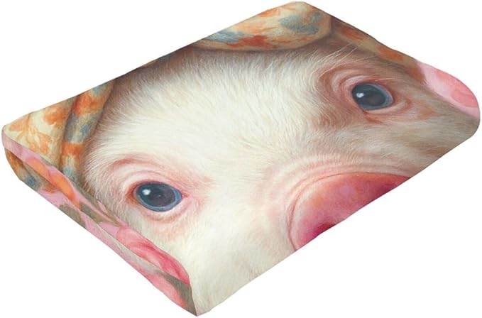 Pink Pig Blanket Cute Pig Throw Blanket Soft Cozy Fleece Fuzzy Stuffed Plush Flannel Animal Gifts for Girls Women Boys Kids Adults 60"X80"