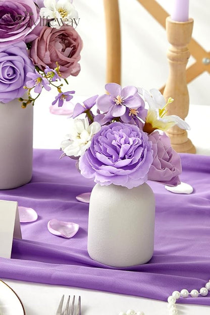 Artificial Flowers, Purple Silk Flowers for DIY Wedding Bridal Bouquets, Fake Cake Flowers for Centerpieces,Baby Shower, Table Arrangement, Home Party Decorations