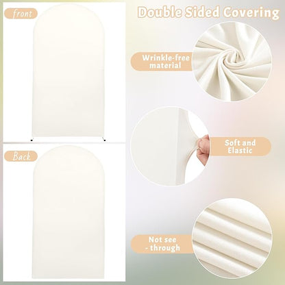 7.2FT Ivory Arch Cover - Polyester Fitted Wedding Arch Stand Covers Round Top Chiara Arch Backdrop Cover for Birthday Party Banquet Photo Background Decoration