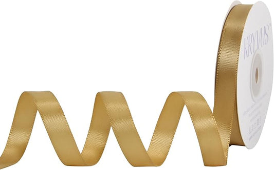 Light Gold Satin Ribbon, Double Faced 1/2 Inch X 25 Yards Light Gold Ribbon, Premium Satin Ribbon for Gift Wrapping, Crafts, Hair Bow Making, Sewing, Flower Bouquet, Wedding Party Decor