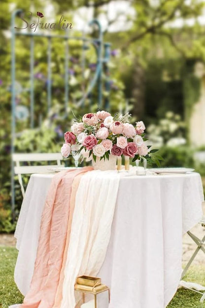 Serwalin 2PCS Artificial Flowers Pink Peonies Silk Flowers Fake Flowers Mixed Roses Combo Dusty Roses for DIY Wedding Bouquets Centerpieces Arrangements for Home Party Table Decor