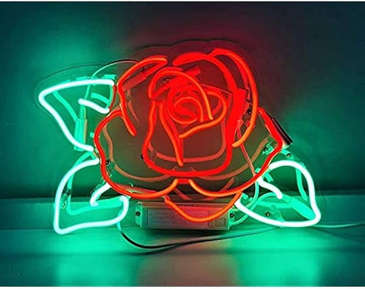 17in Rose Flower Neon Sign Acrylic Handmade Beer Pub Bar Window Decor Neon Light