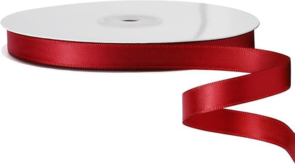 LIUYAXI Red Satin Ribbon, Double Faced 1/2" X Continuous 25 Yards Ribbons Perfect for Gift Wrapping Bows Bouquet Wedding Craft and More