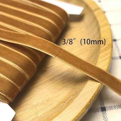 Chenkou Craft Brown 25 Yards 3/8" Velvet Ribbon Lots Bulk (Brown, 3/8"(10mm))