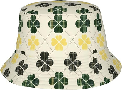 Vintage Clovers Bucket Hat Novelty Sun Hats Trendy Fisherman Cap for Men and Women