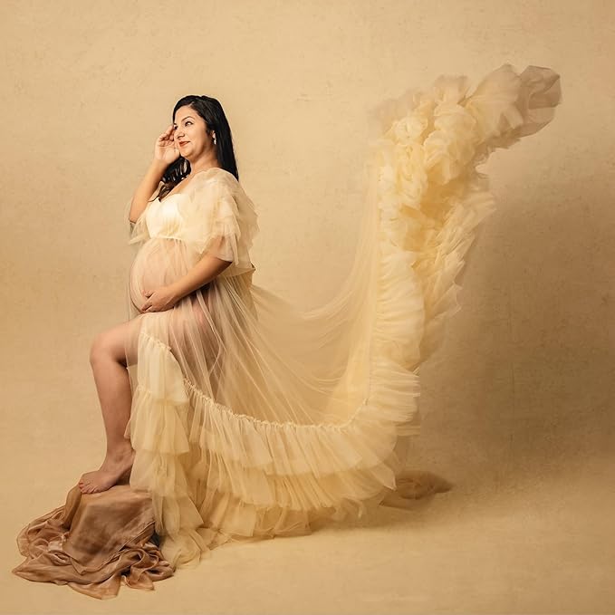 Kate Seamless Paper Backdrop Beige Cream Paper Backdrop for Photoshoot (86''x32.8' Ivorine)