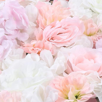 16"x 24" Artificial Flower Wall Panels,Flower Wall Mat Silk Flower Panels for Outdoor Garden Backyard Fence Fence Privacy Screen and Indoor Wall Decor (12Pcs Light Pink)