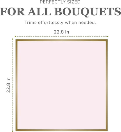 the florist Supply 20 Sheets Premium Flower Wrapping Paper | Waterproof Flower Wrapping Paper for Bouquets | Double Sided Floral Bouquet Sheets | DIY Gifts Borderline Pink/Gold