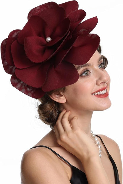 Feather Fascinator for Women - Vintage with Headband and Clip Tea Party Headwear