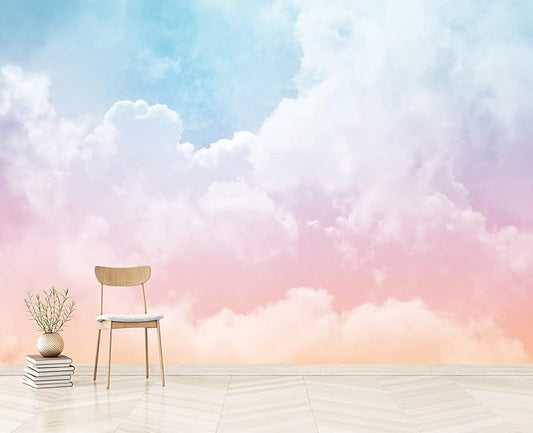 Cliouar-Wall Mural Wallpaper 3D Wallpaper Decorative Powder Cloud Bedroom Living Room Decor 182" x 122" (Not Self-Adhesive)