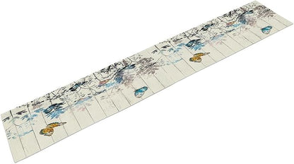 Nature Dandelion Table Runner,Rustic Floral Wood Plank Butterfly Girl Women Pattern Print Burlap Tablecloth for Hotel Indoors Outdoor Dining Room Kitchen Table Decor, 13x108in