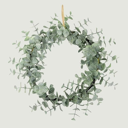 18Pcs Faux Eucalyptus Stems, 15" Artificial Eucalyptus Plants with White Frosted Coating, Fake Eucalyptus Decor Plastic Greenery Leaves for Wedding Bouquets Home Decor DIY Floral Arrangements