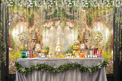 Leowefowa 8x6ft Jungle Forest Backdrops Fairytale Spring Enchanted Forest Dreamland Flowers Butterflies Photography Background for Baby Shower Kids Jungle Safari Birthday Party Photoshoot Studio Props