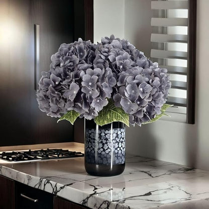 2Bouquets Artificial Fake Flowers Plants Silk Hydrangea Arrangements Wedding Bouquets Decorations Plastic Floral Home Kitchen Garden Party Festival Bar DIY (Gray,5 Flower Heads)