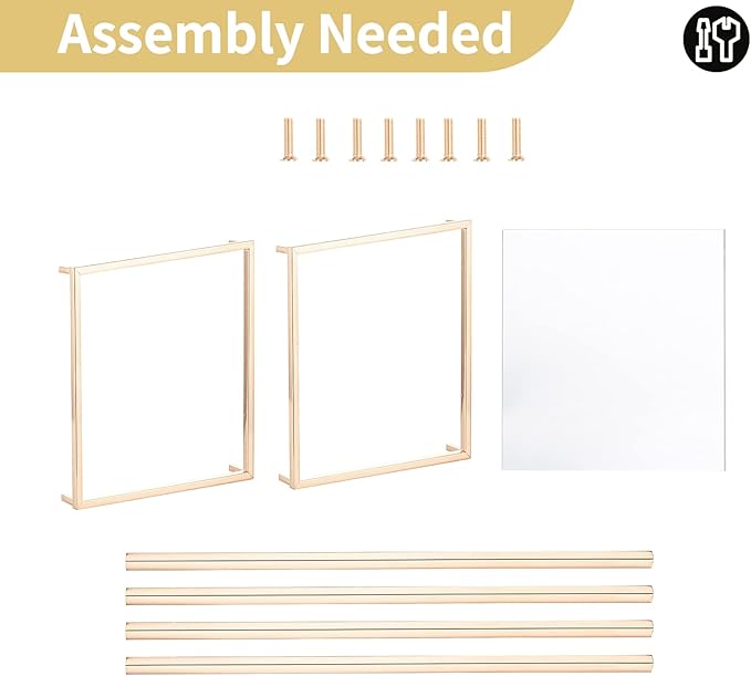 Nuptio Gold Vase for Wedding Centerpieces with Acrylic Panel - 10 Pcs 15¾ inch Tall Vases for Centerpieces for Wedding Gold Vases for Flowers Wedding Tables Home Party Centerpiece Table Decorations