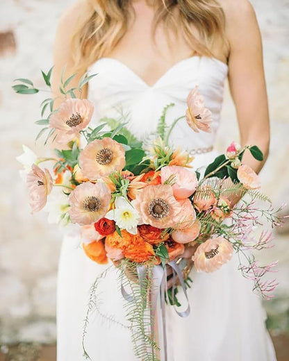 IPOPU Artificial Poppy Silk Flowers 6pcs Poppy Flowers Artificial Realistic Faux Flowers for Vase for Home Decor Indoor for Wedding Centerpieces Bridal Shower Party Decorations (Champagne)