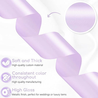 Light Purple Ribbon 1-1/2 Inch 30 Yards Solid Light Purple Satin Ribbon for Flower Bouquet, Fabric Ribbon for Gift Wrapping Crafts Hair Easter Wedding Christmas