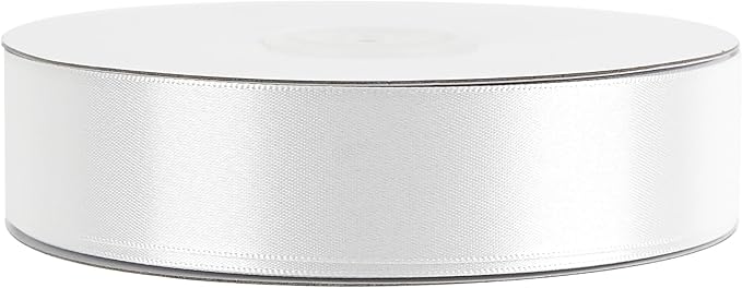 MEEDEE White Ribbon 1 Inch White Satin Ribbon Lux Double Faced Satin Ribbons by 50 Yards Polyester Wrapping Ribbons for Crafts, Weddings, Flower Bouquet, Holiday Decorating