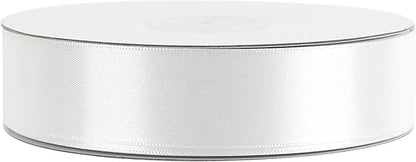 MEEDEE White Ribbon 1 Inch White Satin Ribbon Lux Double Faced Satin Ribbons by 50 Yards Polyester Wrapping Ribbons for Crafts, Weddings, Flower Bouquet, Holiday Decorating