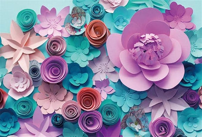 AOFOTO 10x6.5ft Handmade 3D Paper Flower Backdrop Birthday Party Decoration Photography Background Baby Shower Kid Girl Woman Artistic Portrait Activity Banner Photo Shoot Studio Props Vinyl Wallpaper