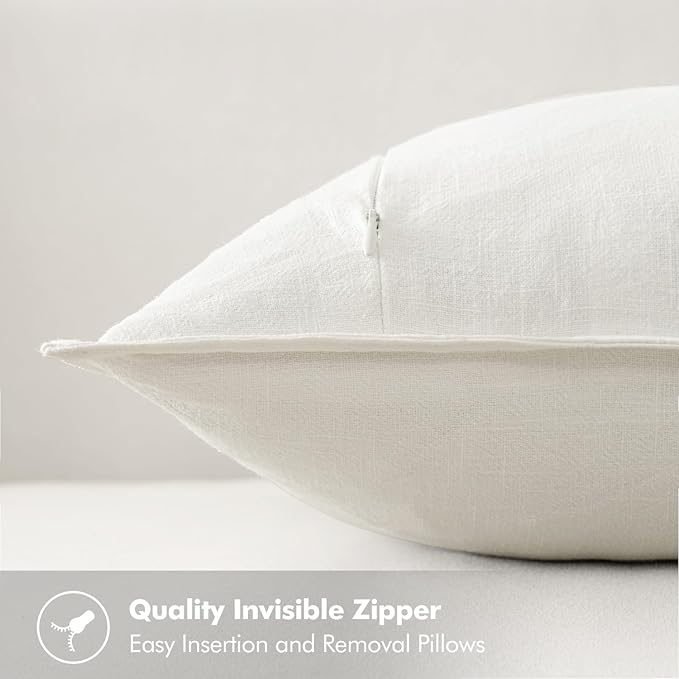 MIULEE Decorative Linen Euro Sham Pillow Covers 24x24 Cream White Boho Farmhouse Neutral Christmas Couch Throw Pillows for Bed Pack of 2 Accent Modern Pillowcase Sofa Livingroom Home Decor