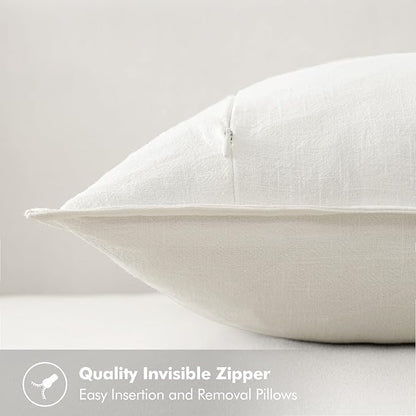 MIULEE Decorative Linen Euro Sham Pillow Covers 26x26 Cream White Boho Farmhouse Neutral Christmas Couch Throw Pillows for Bed Pack of 2 Accent Modern Pillowcase Sofa Livingroom Home Decor