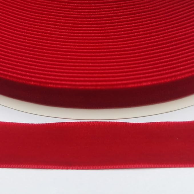 Chenkou Craft Christmas Red 25 Yards 5/8" Velvet Ribbon Lots Bulk (Red, 5/8"(15mm))
