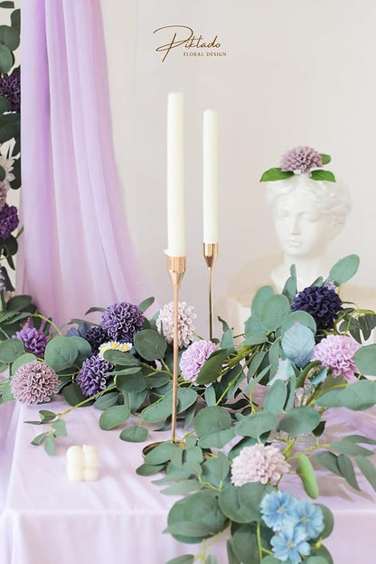 Artificial Wedding Dahlia Flowers 25 pcs Fake Roses with Stem for DIY Wedding Decor Centerpieces Arrangements Bouquets (Shades of Purple)