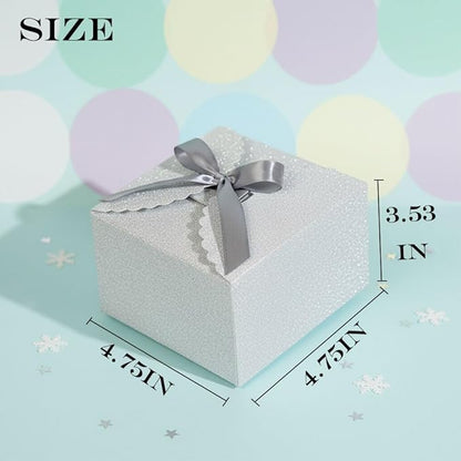 Silver Glitter Gift Boxes, 10 PCS Small Gift Box with Lids Bulk for Wedding, Party, Birthday, Valentine's Day and More, 4.75” x 4.75” x 3.53” Fancy Present Box for Gift Giving