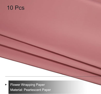MECCANIXITY 10 Pcs Flower Wrapping Paper 22.8x22.8 Inch Waterproof Florists Wrapping Paper for Florist Bouquet Supplies, DIY Crafts, Gift/Gift Box Packaging Dark Red