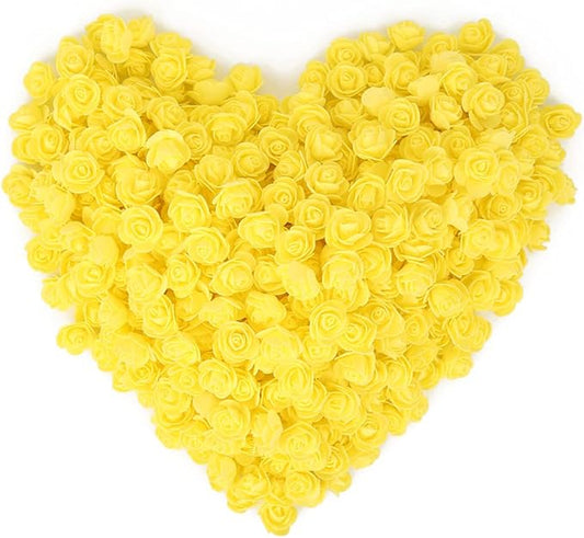 500pcs Mini Foam Rose Heads, Yellow Artificial Rose Foam Fake Flower Bulk for DIY Crafts Wedding Bouquets Baby Shower Centerpieces Floral Arrangements Party Tables Home Decorations(Yellow)