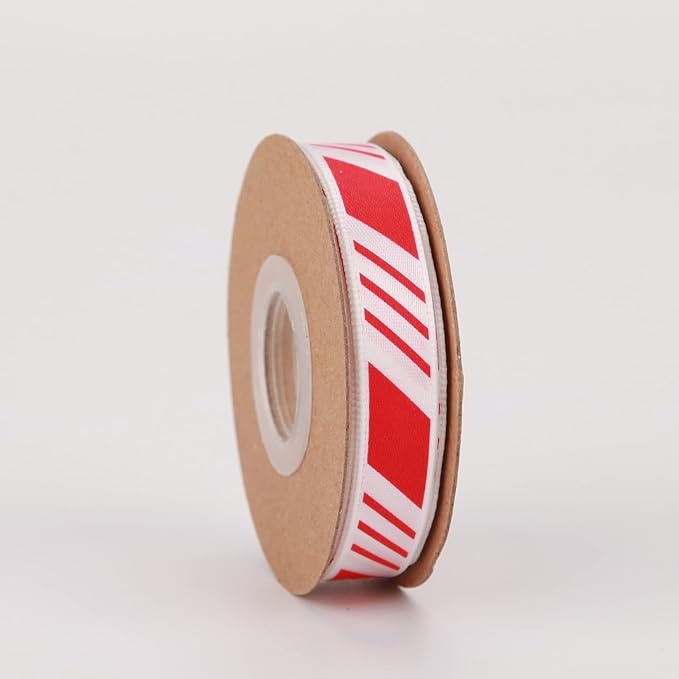 4 Rolls Total 40 Yards Red Striped Ribbon 3/8 Inch Christmas Candy Cane Ribbons Use for Christmas Gift Wrapping, Party Decoration,All Crafting and Sewing (3/8inch, red)