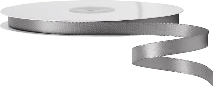 LIUYAXI Silver Double Faced Satin Ribbon, 1/4" X Continuous 50 Yards, Thin Ribbons Perfect for Gift Wrapping Wedding Invitation Card Hair Bows Tag Floral Arrangement DIY Craft