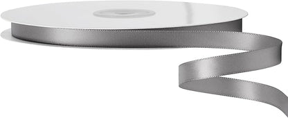 LIUYAXI Silver Double Faced Satin Ribbon, 1/4" X Continuous 50 Yards, Thin Ribbons Perfect for Gift Wrapping Wedding Invitation Card Hair Bows Tag Floral Arrangement DIY Craft