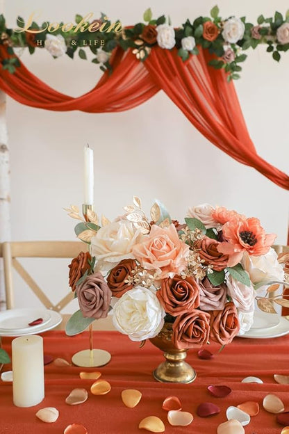 Lookein Artificial Flowers for DIY Wedding Decoration Bridal Bouquet Table Centerpieces Flower Garland Flower Arrangement, Exquisite Terracotta