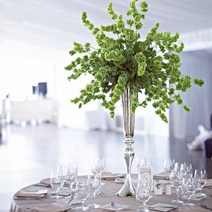 LoveCat 10pcs of Metal Trumpet Silver Vases for Table Centerpieces, Anniversary Celebration Wedding Party Dinner Table Centerpieces, Wedding Decorations, 21.9in/55.5cm Tall Minimalism Vases
