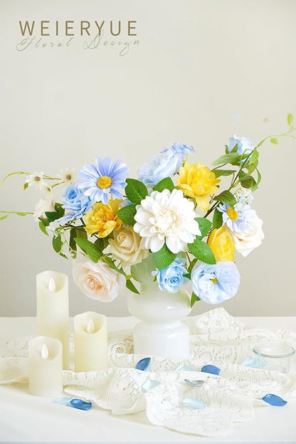 Blue Artificial Flowers Combo Box Wedding Decor,Fake Flowers,Flowers for Decoration,Silk Flowers for Home Decor Indoor,Cake Flowers,Faux Flowers for Crafts