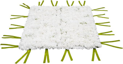 CNCEST Artificial Flower Wall Panels, Flower Wall Mat Silk Rose Flower Panels, Artificial Flower Wall Background (Green+White)