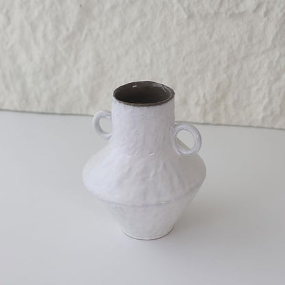 Rustic Small Ceramic Vase, Handcrafted Black Farmhouse Vase, Wabi Sabi Pottery Decor for Kitchen, Bedroom, Office, Living Room, Bathroom, Shelf Centerpiece Table