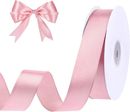 Pink Ribbon 1 Inch 50 Yards Pink Bows Satin Ribbon for Leis Hair Garland Crafts Garden Decor Baby Shower Wedding Christmas Gift Wrapping Decorations
