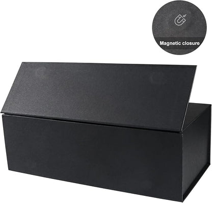 Black Gift Box With Magnetic Closure Lid 12" X 6" X 4" for Presents, Luxury Packaging, Bridesmaid Gifts, Birthdays, Christmas - Cute Magnetic Box