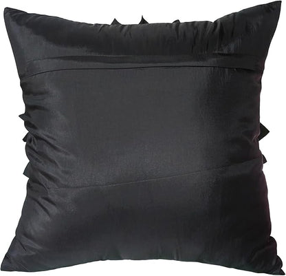 Bella's Giftshop Black Decorative Throw Pillow Covers 18x18 Inch for Bed Sofa Couch, Handmade 3D Accent Sunflower Floral Pillowcase, Living Room Decor