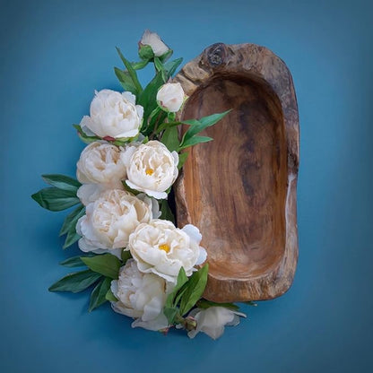 Blossom Flowers Decoration Wallpaper Newborn Baby Photography Background Backdrop Newborn Kids Baby Portrait Backdrop Photoshoot Photo Studio (White Flower Wood Bowl)