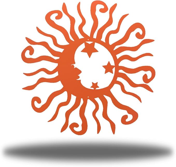 Riverside Designs Wacky Solar Moon Metal Wall Art Steel Outdoor Decor | Heavy-Duty and Waterproof | Made in USA (Coral, 12L x 12W)