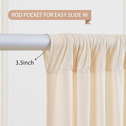 Champagne Backdrop Curtain 6 Panels - Wrinkle-Free Polyester Photography Drapes for Baby Shower Birthday Party Photo Background Stand - 24 X 10FT